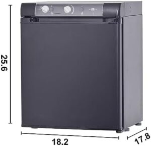 SMETA 3 Way Propane Fridge Electric Compact Refrigerator Mini Fridge for RV Camper Truck Trailer,LPG/110V/12V 1.4 Cu.Ft, Black
