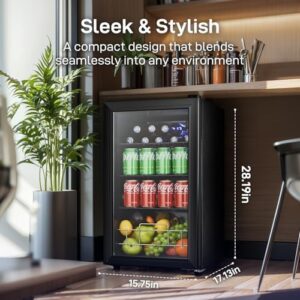 Anypro - Refrigerator and Beverage Cooler, 2.6 Cubic Feet Mini Fridge with Tempered Glass Door, 126 Cans Wine Beverage Beer, Small Fridge for Office, Bedroom, Bar, 7