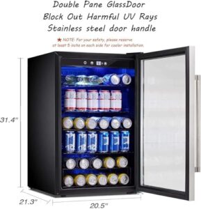 Antarctic Star Beverage Refrigerator Cooler - 145 Can Mini Fridge Glass Door for Soda Beer or Wine Small Drink Dispenser Clear Front for Home, Office or Bar, Silver,4.4cu.ft