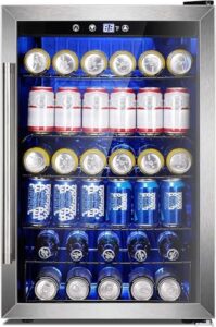 Antarctic Star Beverage Refrigerator Cooler - 145 Can Mini Fridge Glass Door for Soda Beer or Wine Small Drink Dispenser Clear Front for Home, Office or Bar, Silver,4.4cu.ft