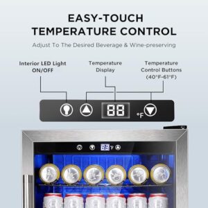 Electactic - 130 Can Mini Fridge for Beverages, 3.2 Cubic Feet Refrigerator for Soda Wine Beer Digital Temperature Control Cooler for Home Bedroom Bar RV