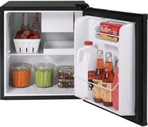 Hotpoint Mini Fridge with Freezer | 1.7 Cubic Ft. | Single-Door Design with in-Door Can Rack & Small Freezer | Small Refrigerator for The Garage, Dorm Room, or Bedroom | Energy Star Certified | Black