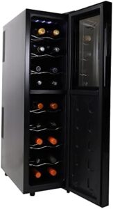 Koolatron 18 Bottle Slim Wine Cooler Refrigerator Dual Zone Thermoelectric Wine Fridge Freestanding Wine Cellar for Red White Sparkling Wine Ideal for Home Bar Kitchen