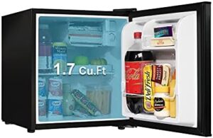 1.7 Cu.Ft. Mini Fridge, Reversible Single Door Compact Refrigerator, Small Beverage Fridge with Freezer for Bedroom, Black, GL17BK