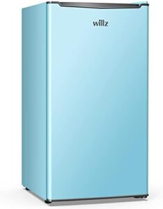 WLR33MBED02 Compact Retro Refrigerator with Chiller Compartment Adjustable Thermostat, Removable Shelf, Energy Efficient, Front Leveling Legs, 3.3 Cu Ft, Blue