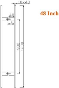48inch/1200mm Square Door Pull Handles Square Solid Standoffs Heavy-Duty Commercial Grade-304 Stainless Steel Modern l Interior Exterior Door Pull Push Glass and Barn Door Handle Brushed Finish