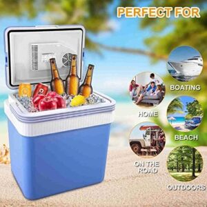 TeqHome Electric Cooler and Warmer, 26 Quart/24 Liter Portable Thermoelectric Fridge with Collapsible Handle, Domestic & Car Plug in Refrigerator, for Home Camping Travel Picnics Use, 110V/12V