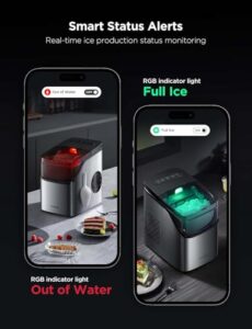 GoveeLife Smart Countertop Ice Maker, Portable Ice Machine with Voice Control, 9 Ice Cubes in 6 Minutes 3 Sizes, 26lbs/24Hrs, Self Cleaning RGB Lights, Quiet Ice Maker with Scoop for Kitchen Silver