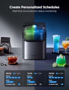 GoveeLife Smart Countertop Ice Maker, Portable Ice Machine with Voice Control, 9 Ice Cubes in 6 Minutes 3 Sizes, 26lbs/24Hrs, Self Cleaning RGB Lights, Quiet Ice Maker with Scoop for Kitchen Silver