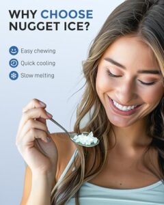 EASYERA Nugget Ice Maker Countertop, Pellet Crushed Chewble Ice Cubes, 33LBS/24H, Compact Self-Cleaning Machine with Ice Bags for Home, Kitchen, RV, Camping