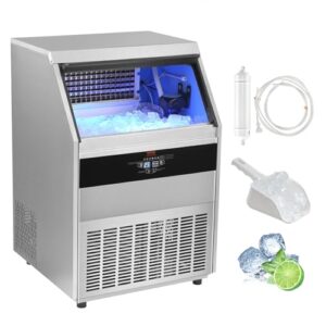 VEVOR Commercial Ice Maker, 450lbs/24H, Ice Maker Machine, 160 Ice Cubes in 12-15 Minutes, Freestanding Cabinet Ice Maker with 130lbs Storage Capacity LED Digital Display, for Bar Home Office Restaura