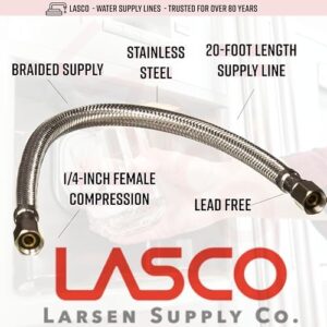 LASCO 10-0958 Ice Maker Water Supply Line, Braided Stainless Steel, X 1/4-Inch Female Compression, 5-Pack, 5 Count