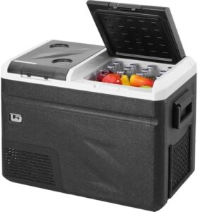 VEVOR Portable Car Refrigerator, with Ice Making Function, 12 Volt Car Refrigerator Fridge, 38 QT Dual Zone Portable Freezer, -4℉-68℉ Adjustable Temperature, Compressor Cooler for Camping, Car, RV