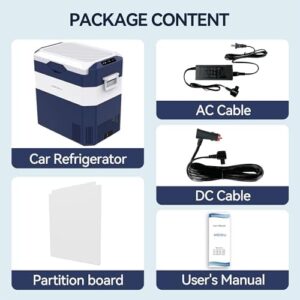 Megiu Car Fridge Portable 12V Refrigerator 45 Quart 12 Volt Freezer Compressor Cooler 12V/24V DC 110～240 V AC for Truck Van RV Camper SUV and Home Use (HC-42P5)