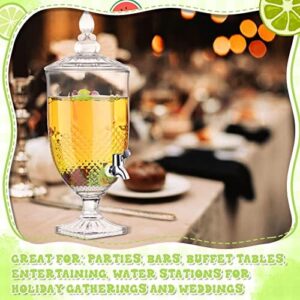 Bokon 2 Pieces Drink Dispensers for Parties Crystal Iced Beverage Dispenser with Stand and Spigot, Glass Liquid Containers Wide Mouth Beverage Server for Juice Tea Wedding