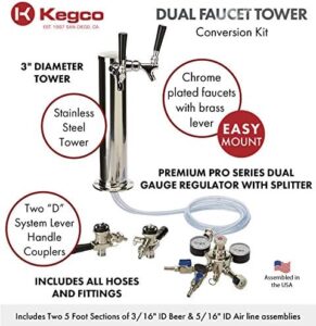 Kegco 3PSTCK2-NT Kegerator Kit, 2-Tap, Chrome