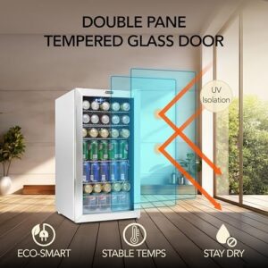 Whynter BR-128WS Beverage Refrigerator with Lock, 120 Can Capacity, Stainless Steel
