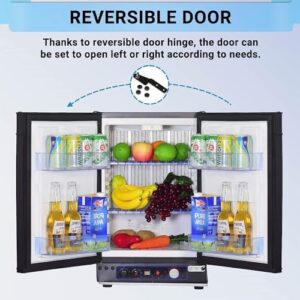 SMETA Upgrade RV Propane Fridge 110V 12V 3 Way Fridge Compact Refrigerator for RV Camper Freightliner Cascadia Truck Gas 12 Volt Mini Fridge Can Cooler, 1.45 Cu.Ft Black