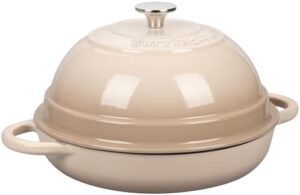 VORRINGARD Cast Iron Enameled Dutch Oven Pot with Lid, 6 Quart, Latte – Perfect for Bread Baking and Slow Cooking  