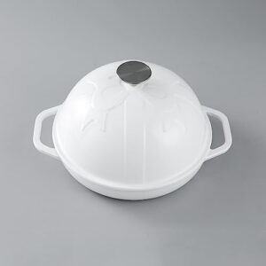 HAWOK Cast Iron Bread Oven with Cloche Lid, 9.8-inch enameled white pan, perfect for sourdough baking  