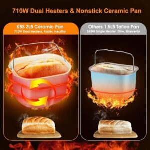 KBS 17-in-1 Bread Maker with dual heaters, auto nut dispenser, and ceramic pan for perfect homemade bread  