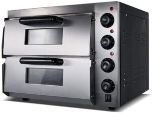 High-performance 220V/3KW commercial electric baking oven for pizza, cakes, and bread, featuring durable stainless steel construction and precise temperature control.  
