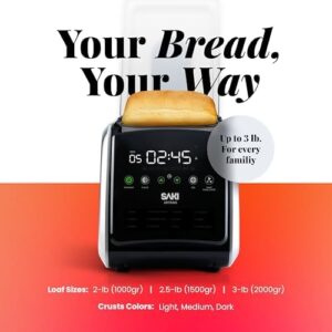SAKI Bread Maker Machine – 3 LB XL, 12-in-1 Programmable Bread Maker with BPA-Free Nonstick Ceramic Pan and Digital Touch Panel  
