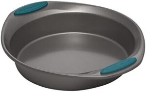 Rachael Ray Nonstick Bakeware Set with Grips – 10-Piece Nonstick Baking Pans in Gray with Marine Blue Handles  