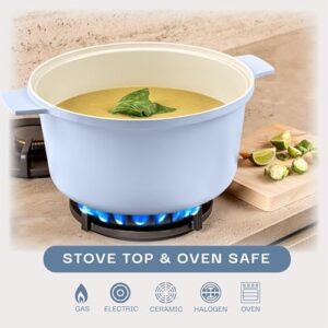 Gotham Steel 5 Qt Ceramic Dutch Oven Pot with Lid, Nonstick and Multipurpose, Ideal for Bread Baking and Stovetop Cooking  