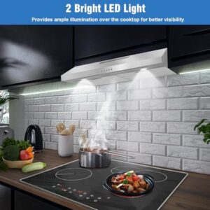 GRACEALL 30 Inch Range Hood, a sleek under-cabinet kitchen extractor with ducted and ductless functionality, aluminum filters, and a powerful exhaust fan. 