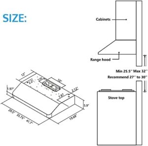 IKTCH 30 Inch Under Cabinet Range Hood with 900-CFM, Gesture Sensing, and Stainless Steel Design  