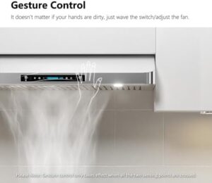 IKTCH 30 Inch Under Cabinet Range Hood with 900-CFM, Gesture Sensing, and Stainless Steel Design  