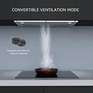 Hermitlux 30-inch stainless steel range hood with bright LED lights and baffle filters for efficient kitchen ventilation 