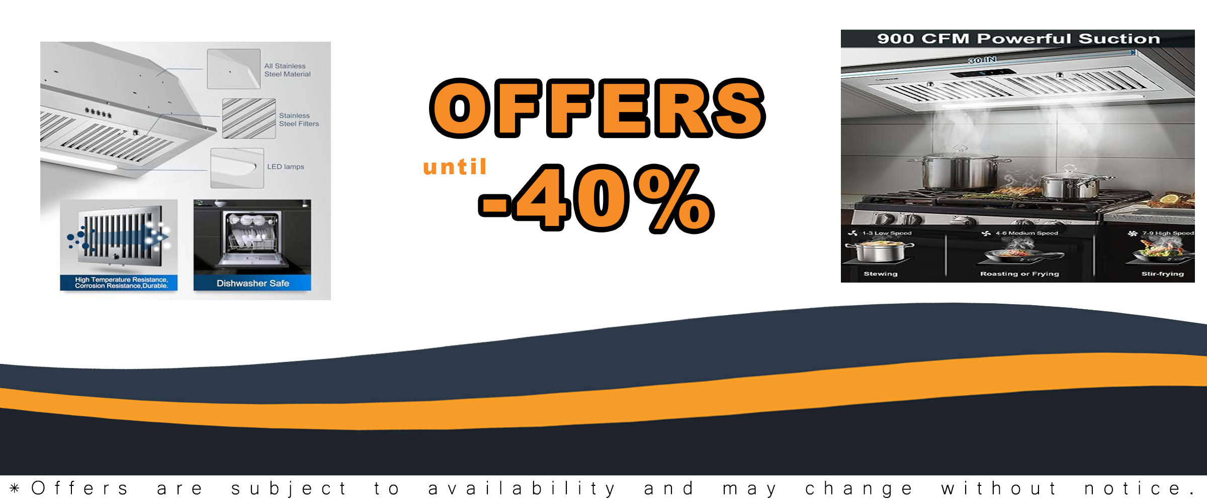 AMZCHEF Range Hood Insert 30 Inch 900 CFM with 9-speed fan, gesture touch control, and LED lighting for efficient kitchen ventilation.  