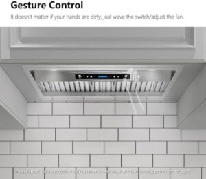 IKTCH 30 inch built-in range hood with stainless steel finish, 900 CFM power, adjustable LED lights, and baffle filters  