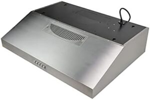 Blue Ocean 30" RH76UC Stainless Steel 300 CFM Under Cabinet Kitchen Range Hood installed in a modern kitchen 