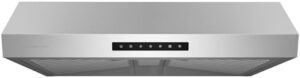 Hauslane 30" UC-PS60 Under Cabinet Range Hood with heavy-duty suction, quiet operation, energy-saving LED lights, and dishwasher-safe baffle filters.  