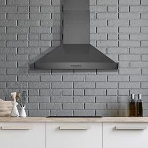 Hauslane Chef Series 30” WM-590 black stainless steel wall mount kitchen fan with fingerprint resistance and easy-clean baffle filters  