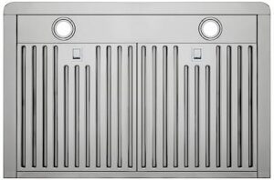 Sleek and modern Caloric 30" 600 CFM undercabinet range hood with powerful suction and energy-efficient LED lighting.  