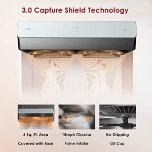 FOTILE Pixie Air UQG3002 30” Stainless Steel Under Cabinet Range Hood with 850 CFM suction, LED lights, dual AC motors, and motion control  