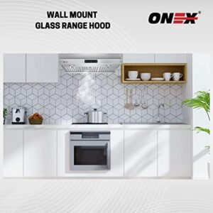 ONEX® OHF90D 30-inch Stainless Steel Under Cabinet Range Hood with 860 CFM, 3 Speed Fan, Soft Touch Control Panel, and Hand Wave Speed Control  