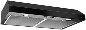 Broan-NuTone BCSD130BL Glacier 30-inch Under-Cabinet Range Hood in black, featuring a 2-speed exhaust fan and LED lighting.  