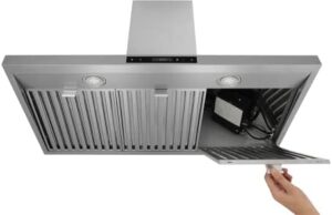 THOR Kitchen Wall Mount 36-Inch Chimney Range Hood in Stainless Steel – Model HRH3607, featuring powerful 600 CFM ventilation and sleek modern design.  