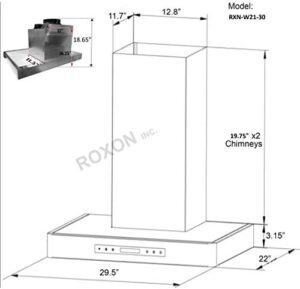 900 CFM 30-inch wall-mounted range hood in stainless steel with powerful suction and LED lighting  
