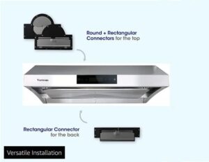 Vertrons 30" 850CFM Stainless Steel Range Hood with perimeter extraction and touch control  