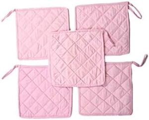 Pink 9" x 9" heat-resistant cotton pot holders, set of 20 for kitchen use  