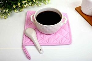 Pink 9" x 9" heat-resistant cotton pot holders, set of 20 for kitchen use  