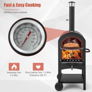 Giantex Pizza Oven Outdoor with wood-fired cooking, pizza stone, and included accessories for backyard and camping use  