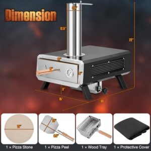 Giantex Pizza Oven Outdoor with 360° rotating pizza stone, wood-fired design, and portable build for backyard and camping use  