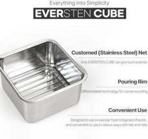 EVERSTEN CuBE Low 3PCS Set – High-quality stainless steel food storage containers with lids, dishwasher safe, and made in South Korea.  